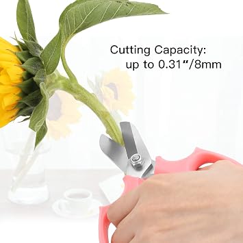 Housolution Flower Scissors, Premium Steel Garden Pruning Shears, Pink