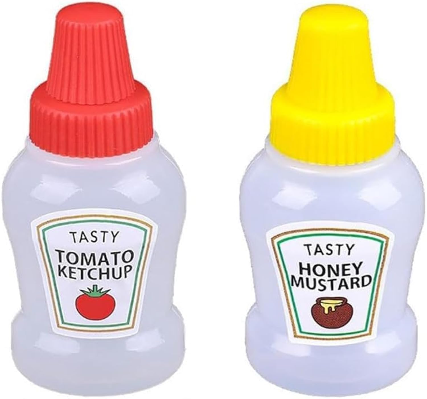 Galepromot 2Pcs Mini Ketchup Bottles, with Sturdy Screw Cap,25ml Condiment Squeeze Bottle,Plastic Portable Containers Bottle,Ketchup Sub-Bottling,Lunch Box Dressing Dispensers for Condiment