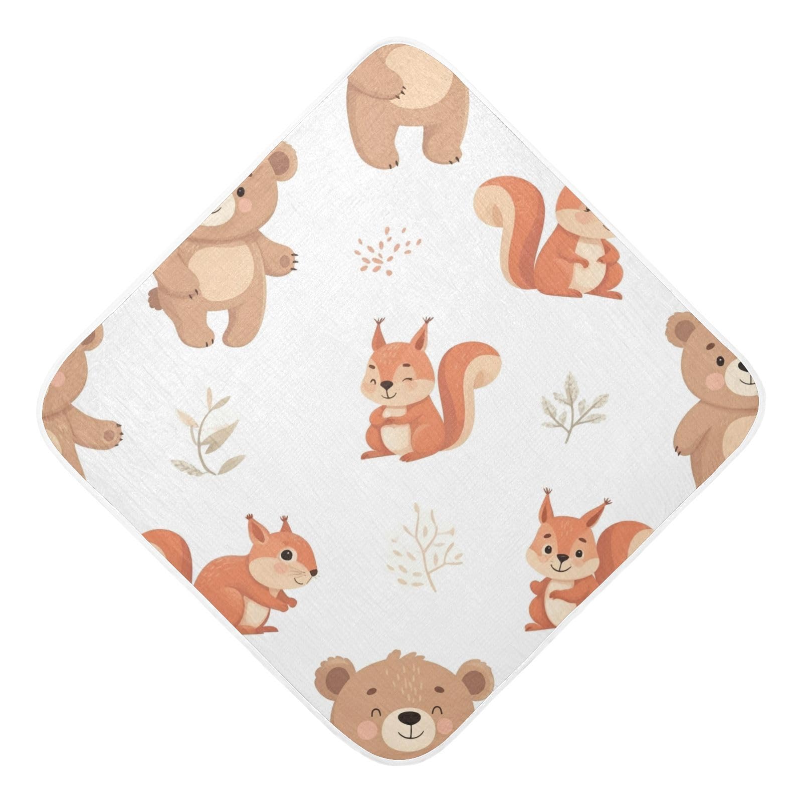 Msyxl Cute Bears Squirrels Hooded Towel - Ultra Soft & Absorbent Muslin Cotton Bath Towel for Babies, Toddlers, Newborn - Boys & Girls Essential 30
