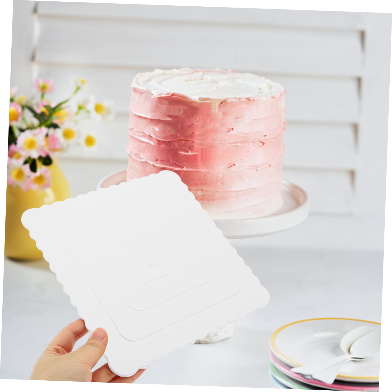 SOLUSTRE Set of 10 Paper Cake Boards 6 Inch Cake Drum Non-stick Baking Plates for Party Decorations