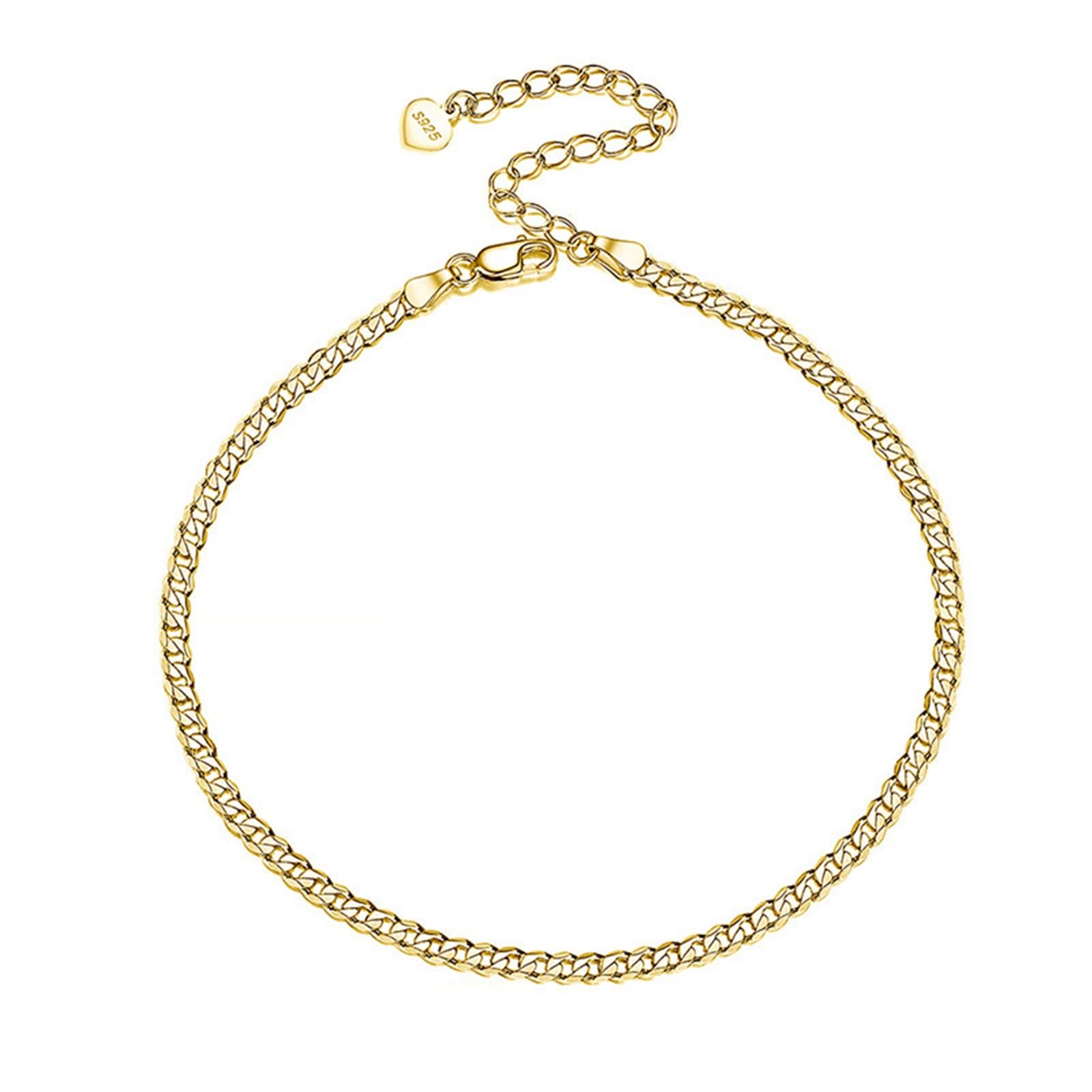 Cavigliera in Argento 925 Donna, Cavigliera Donna Sexy Semplice Catena Barbazzale 2.5MM Larghezza, Bracciali alla Caviglia da Spiaggia Piede Catena Cavigliere Regolabili per Donne