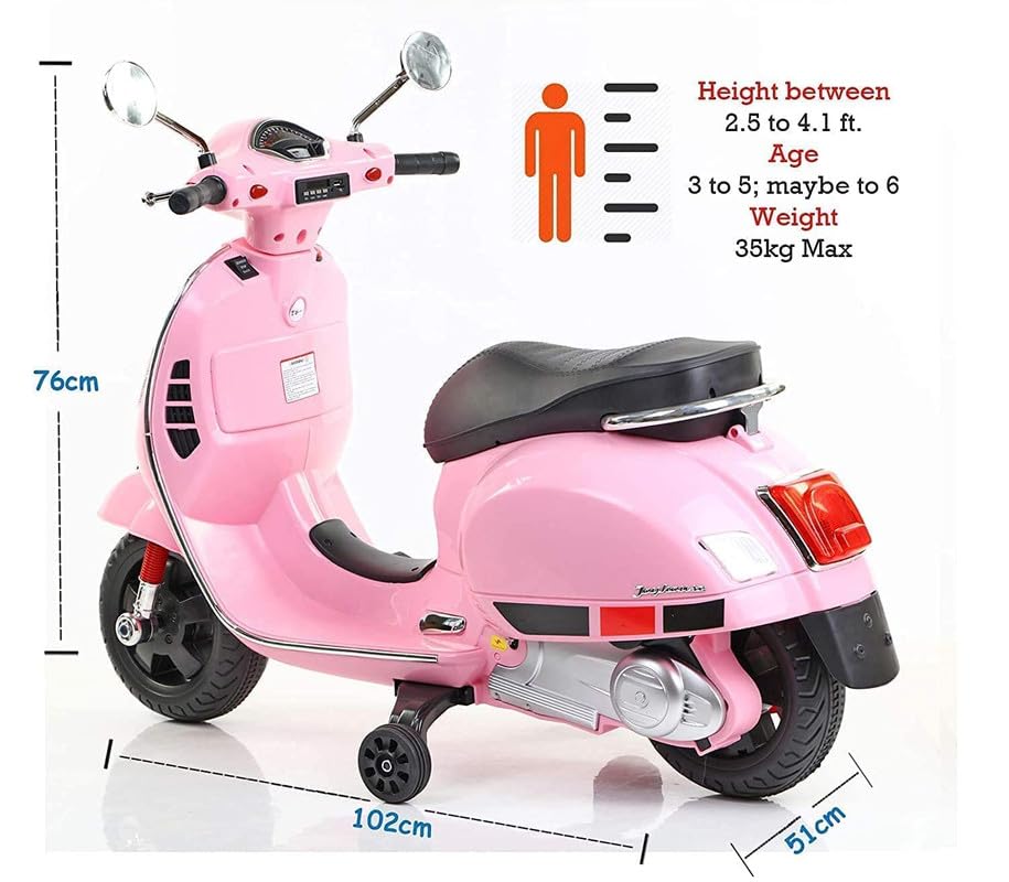 Image of Electric Ride-On Scooter for Kids Ages 2 to 4, Powered by 12V Rechargeable Battery with Foot Accelerator-Pink