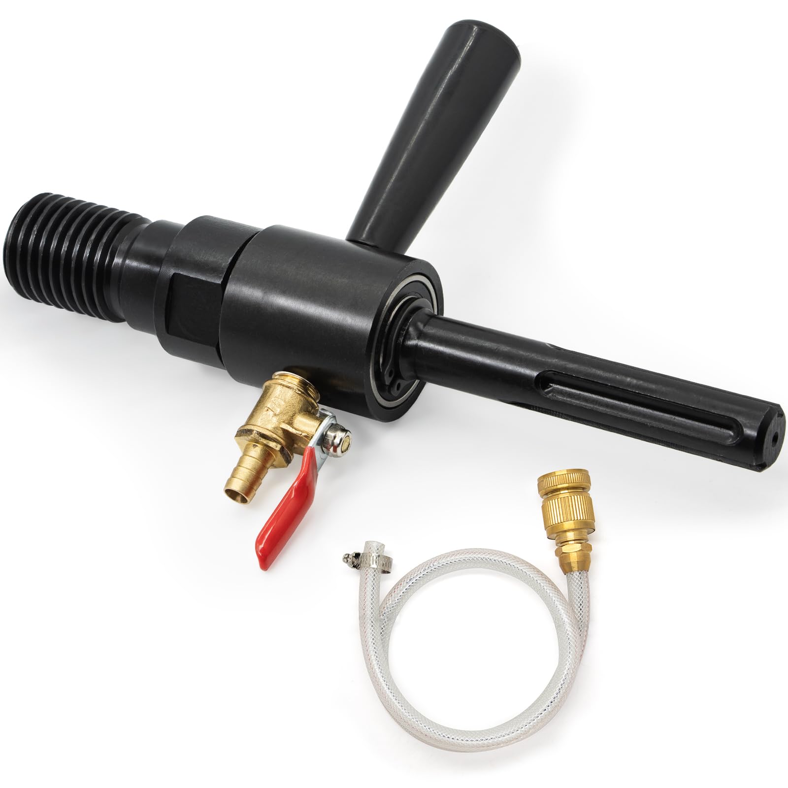 DaduoRi 1 1/4"-7 Male to SDS Max Drill Adapter - Water Injection Capable, Includes Solid Brass Hose Quick Connector - Compatible With Core Bits for