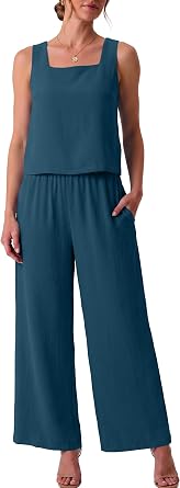 Lepunuo Women Summer 2 Piece Sets Wide Leg Pants Matching Sets