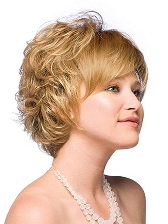 ELIM Short Wigs for White Women Blonde Full Fluffy