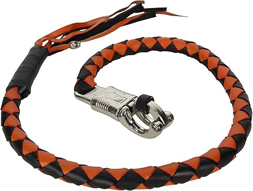 Miniatura 4 de Dream Apparel Látigo de cuero para motocicleta de 36 pulgadas para manillar con flecos, látigo de motociclista, blanco y negro