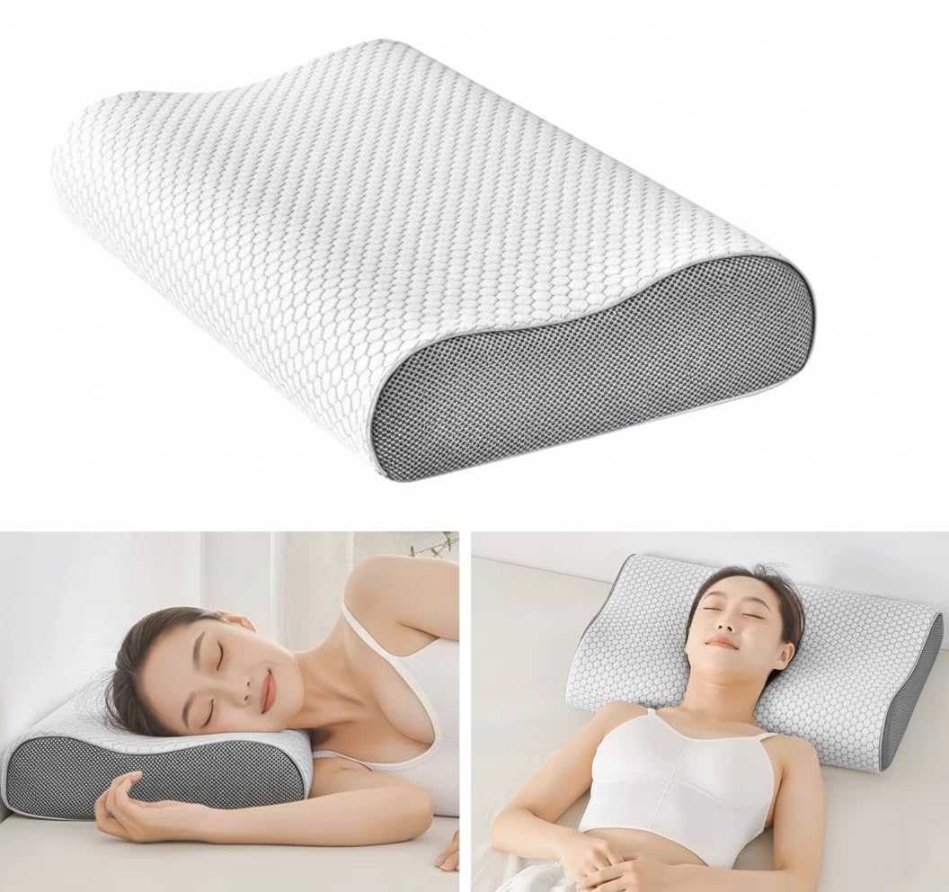 Orthopedic Pillow, Memory Foam Cervical Pillow, Neck Pain Relief Pillow, Ergonomic Contour Neck Support Pillow for Side, Back & Stomach Sleepers, Washable and Breathable Cover