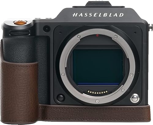 X2D 100C Case, Zakao Handmade Genuine Real Leather Half Camera Case Bag Cover for Hasselblad X2D 100C Bottom Opening Version with Hand Strap (Coffee)