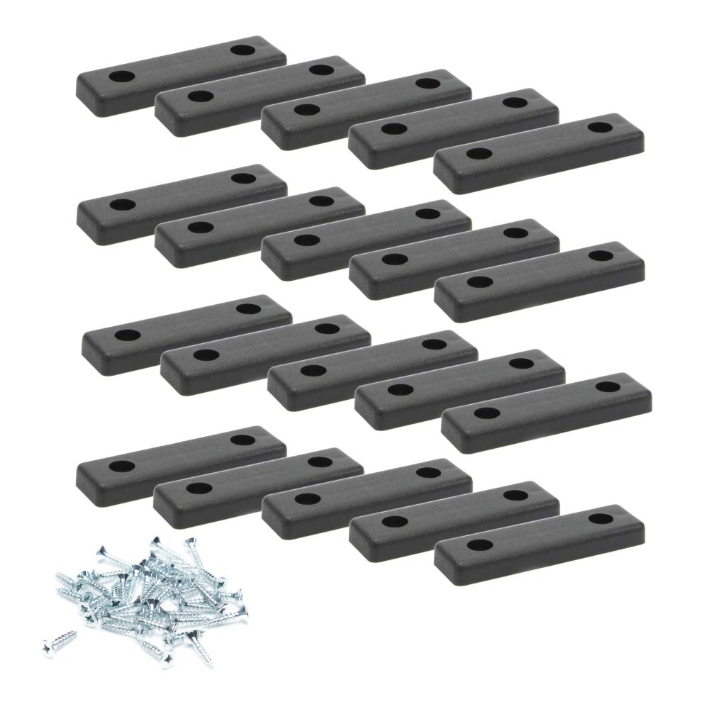 20 x wsporniki dystansowe do podłogi/podkładki meblowe/nóżki meblowe do przykręcenia | sossai® MG2 | kolor: czarny | wymiary: 50 x 14 x 5 mm | w zestawie śruby