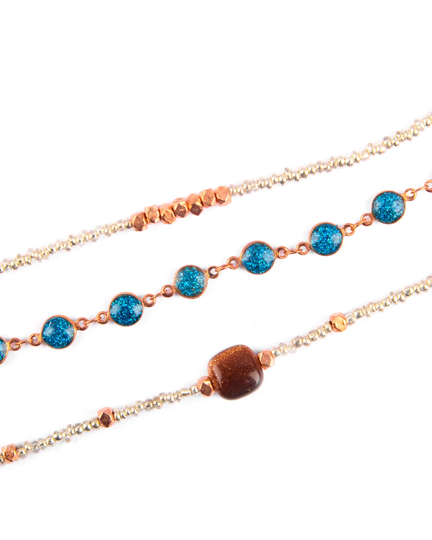 GemproGemstones Jewelry Genuine Brown Sunstone Copper Plated Designer Layered Bracelet For Women and Girls