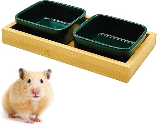 Cuenco de comida para hámster, cuencos de agua y alimentación para hámsters, cuencos de cerámica para animales pequeños, evita que se vuelquen para