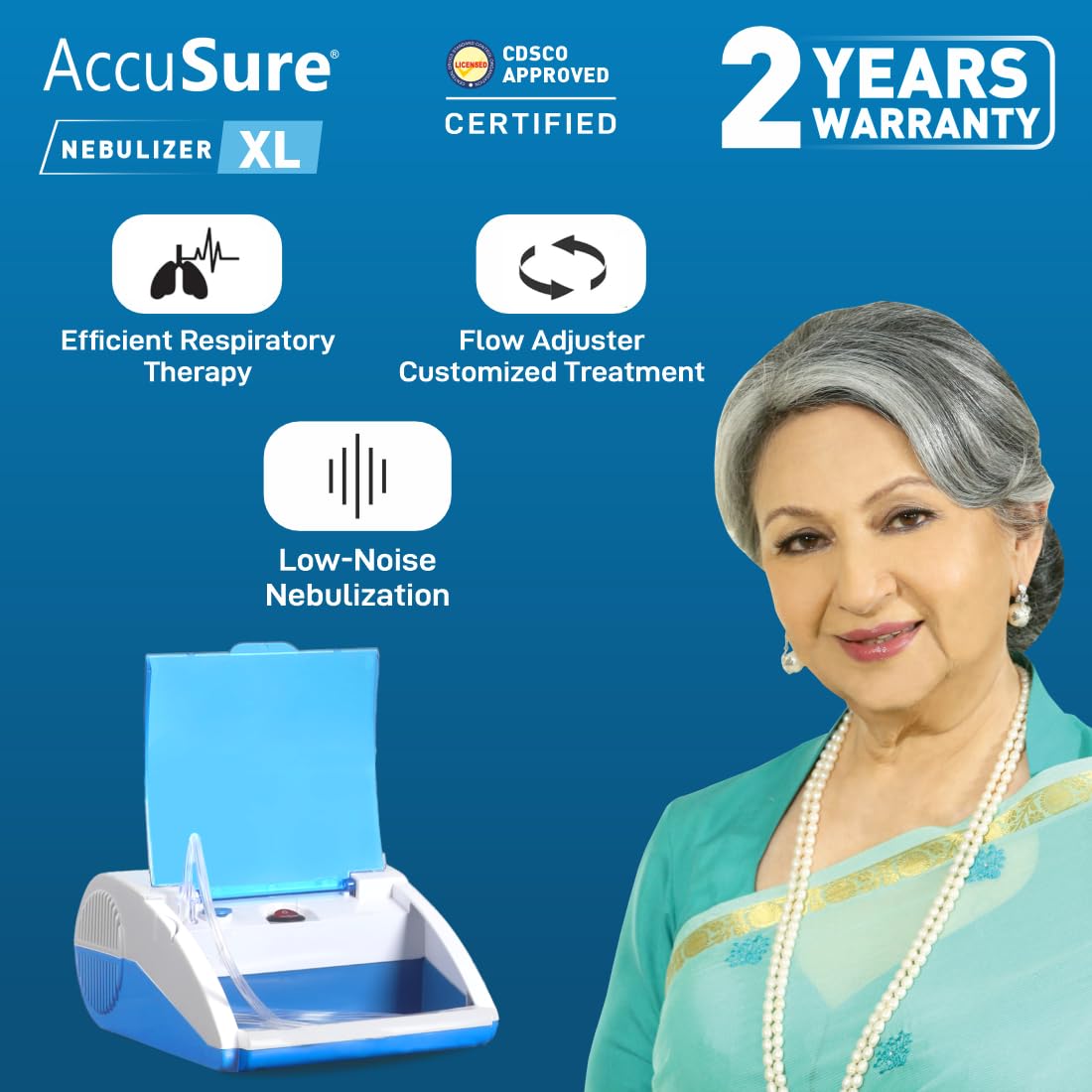 AccuSure Value Pack of Blood Pressure Monitor 3 Color Smart Display Technology with Adjustable Arm Cuff Digital Bp Monitor With Nebulizer Machine for Adults & Kids - Compressor Nebulizer Machine 2