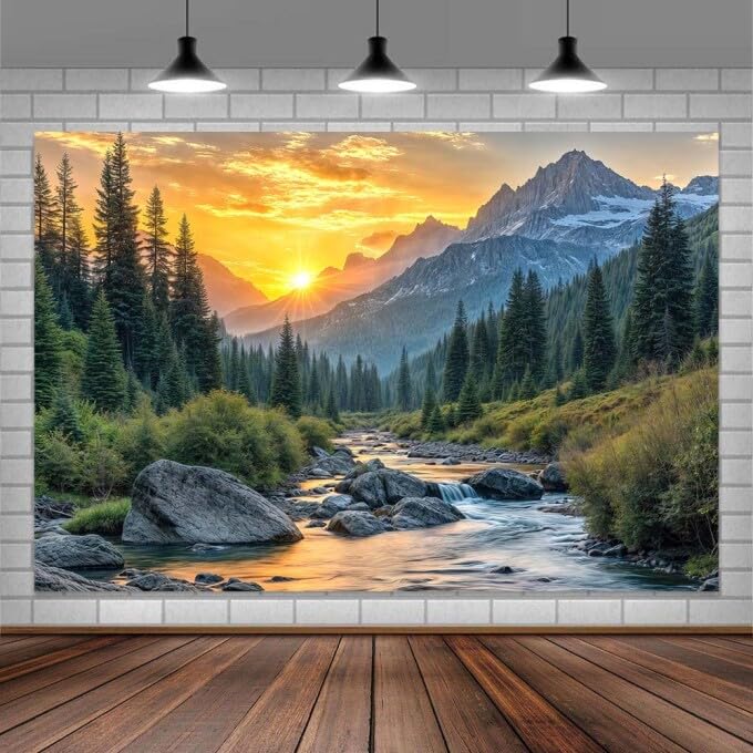 Fondo fotográfico 12x10ft naturaleza montaña verde miniatura 2