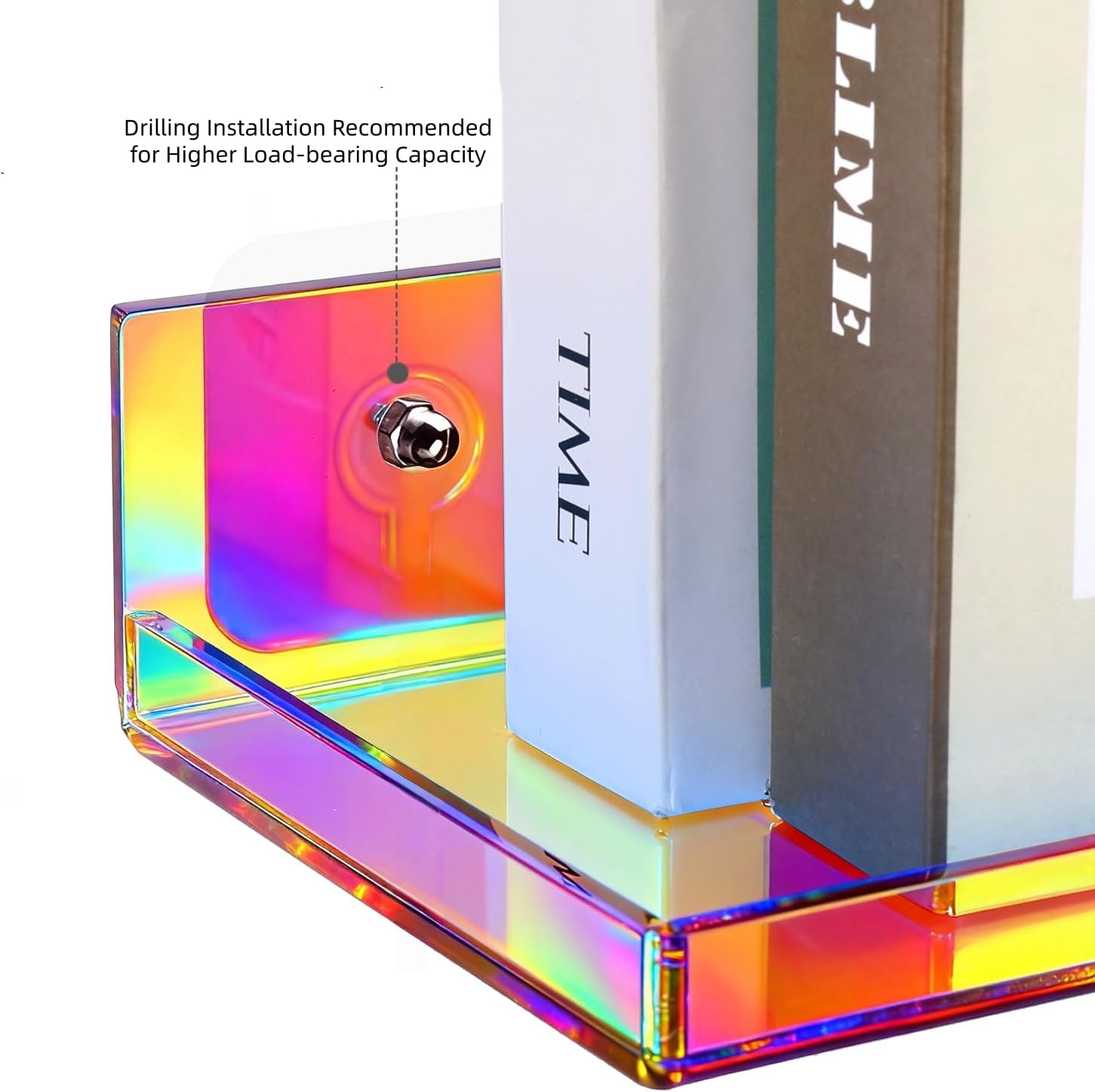 Floating Shelves for Wall Acrylic Wall Shelves for Bedroom Bathroom Living Room Kitchen 16.5X5.5'', Pack of 2, Iridescent