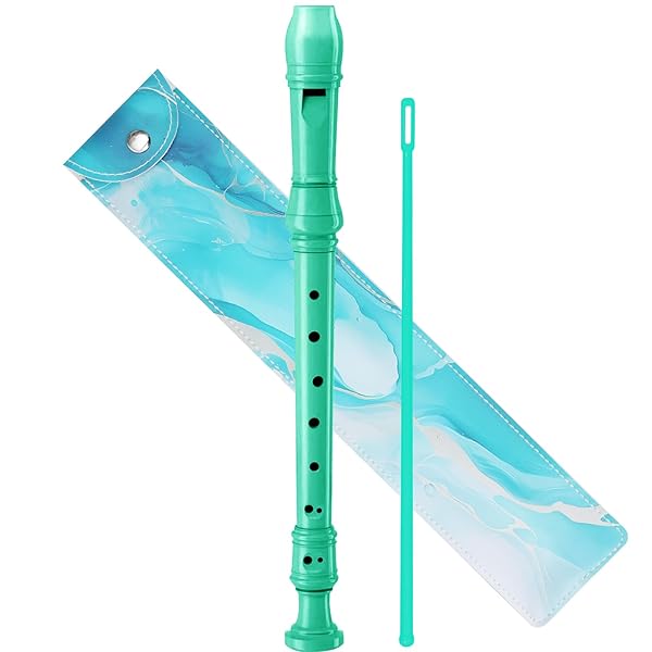 Soprano Recorder Instrument for Kids Beginners Student German Fingering C Key Recorder Instrument 3 Piece with Cleaning Rod and Bag Fingering Chart (bright green)