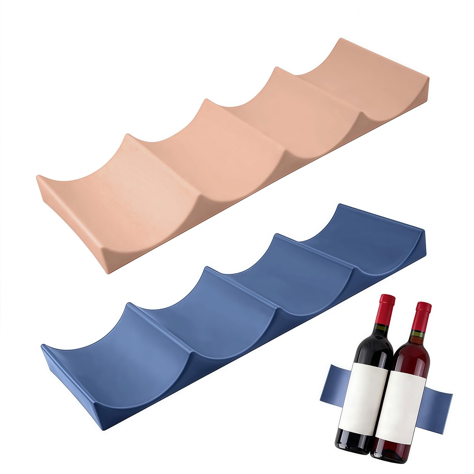 Rthynti Fridge Wine Rack, 2 PCS Display Wine Bottle Holder, Stackable Fridge Bottle Rack, Anti-Slip Bottles Holder for Wine Drinks Beverages