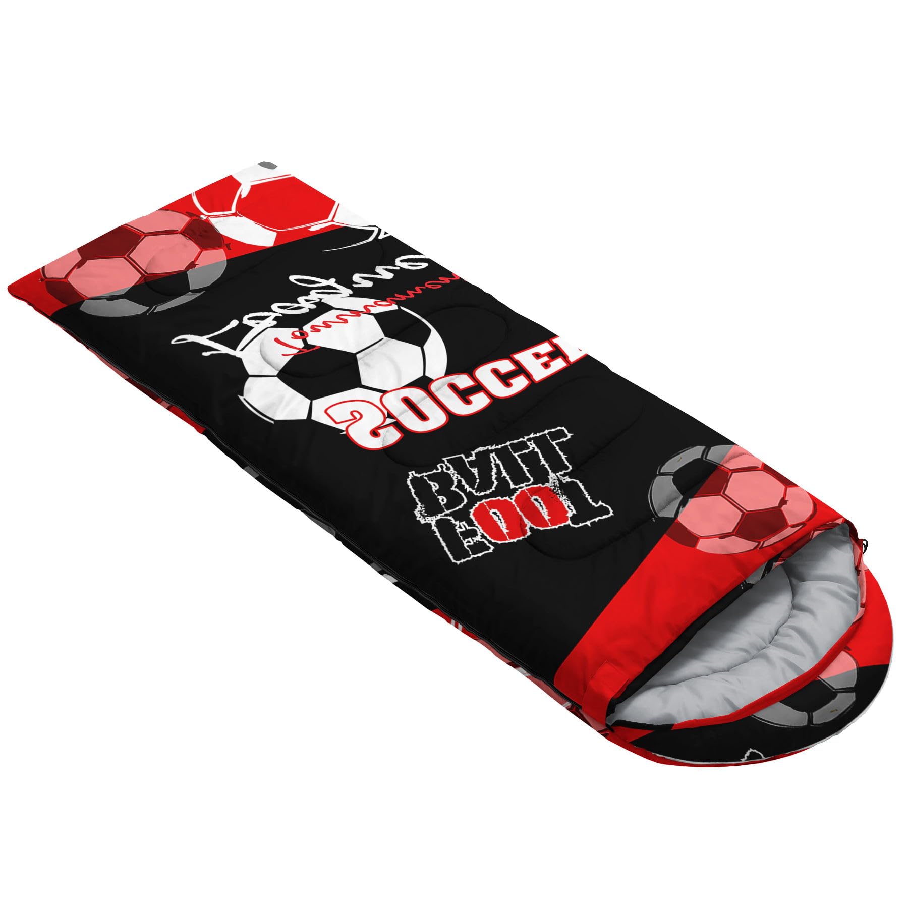 HOSIMA Sleeping Bags,Black Red Theme Football Printed Lightweight Warm Portable Outdoor Indoor Waterproof Cold Resistant Sleeping Bag for Camping Hiking (Football4) - Image 2
