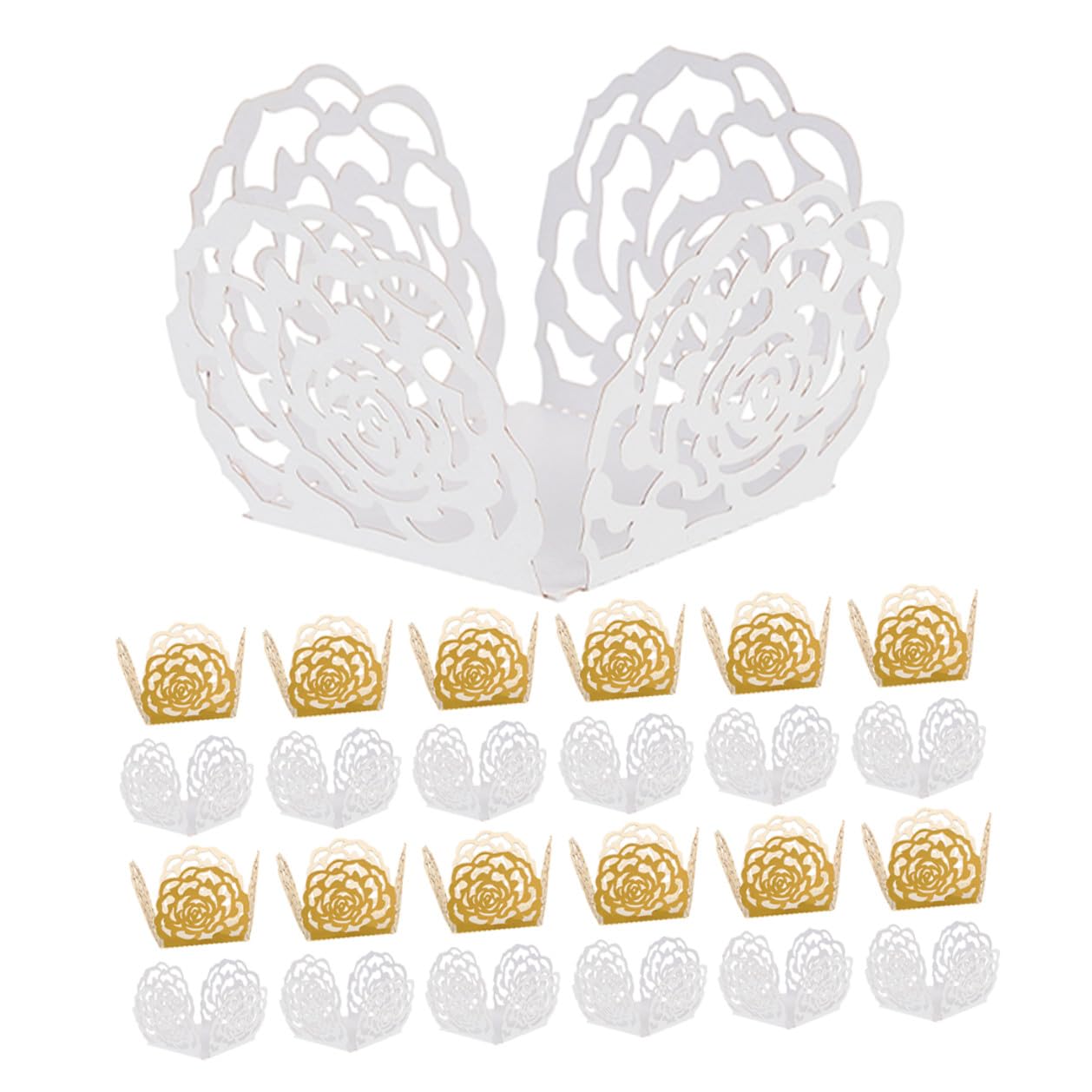 100piezas Bandeja de Chocolates Bombones Cápsulas de Papel para Envoltorios de Trufas Decoración de Wedding Party Diseño de Encaje de Rosas para Dulces Pequeños y Cupcakes