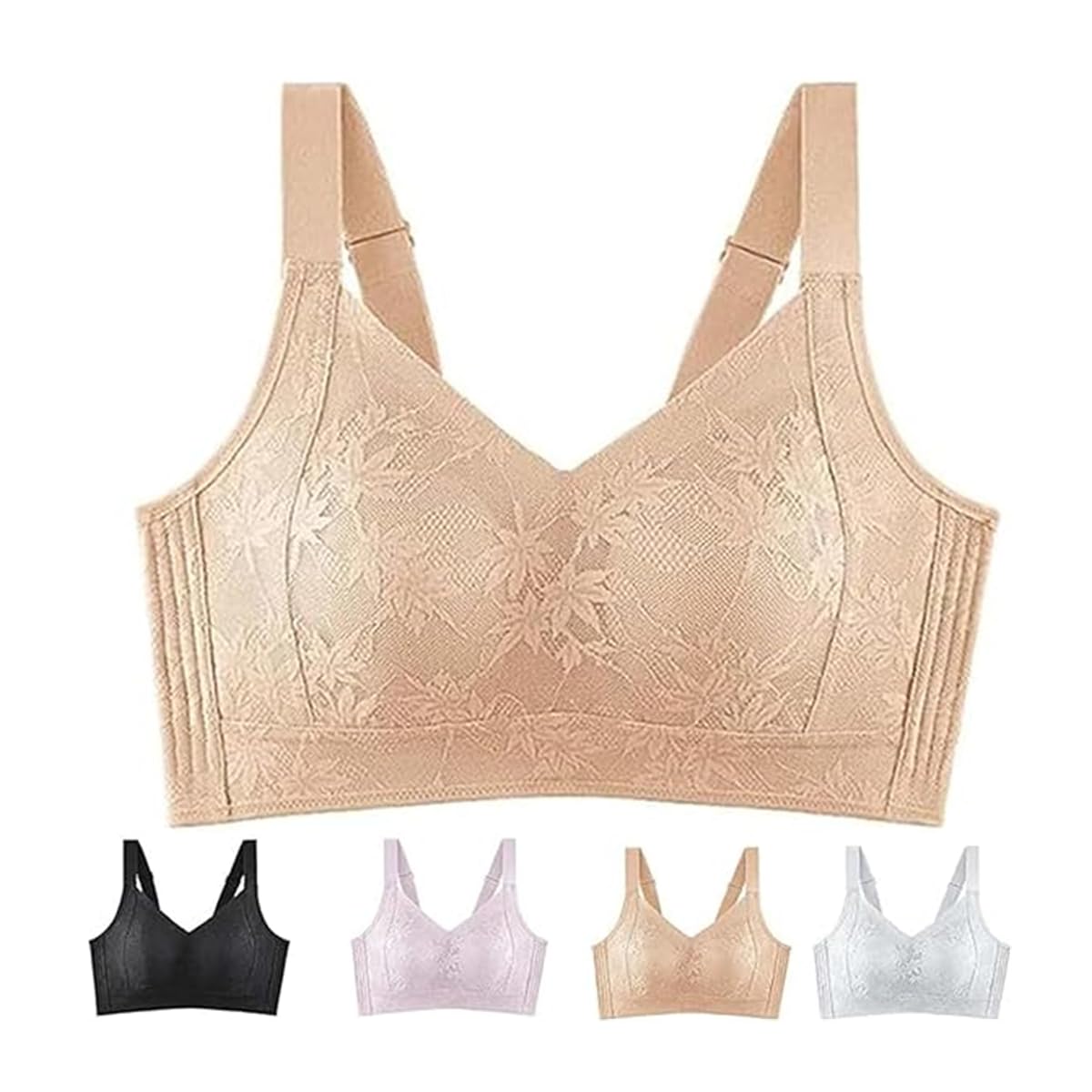 Lightweight Push-up Armpit Fat Control Wireless Bra,Women's Breast Minimizing Coverage Bra,Sports Thin Bra