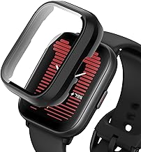 For Amazfit Active ケース フィルム+PCフレーム 一体型 カバー Amazfit Active用防水防塵保護ケース全面保護 装着簡単 高透過率 指紋防止（ブラック）