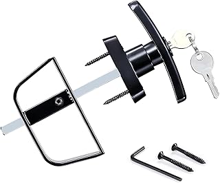 Shed Door Latch, 4-1/2" Shed Door Latch T-Handle Lock Kit, Shed Door Hardware with 2 Keys for Storage Shed Door Barn Playhouse and Chicken Coop Door Lock Replacement (Black)