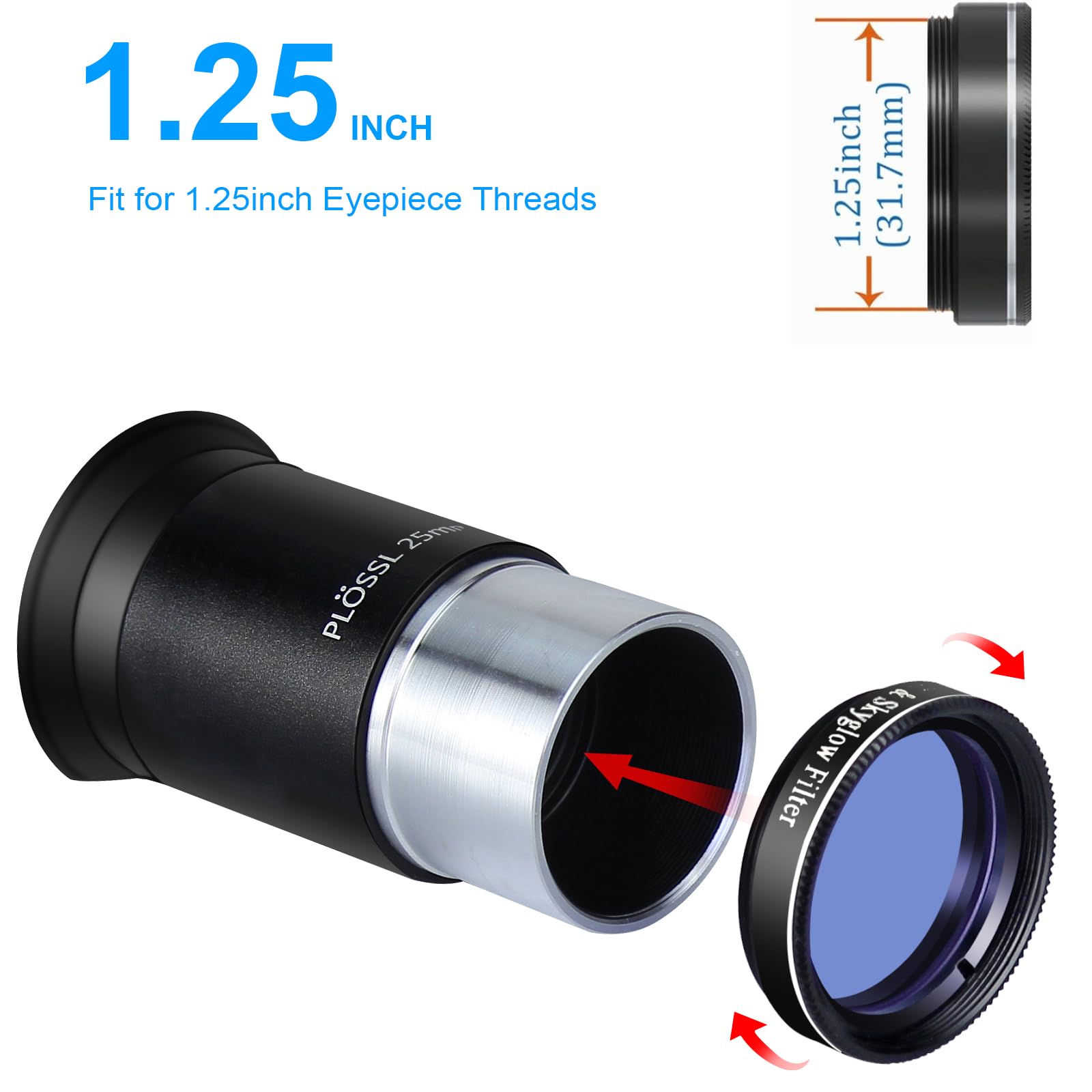 SVBONY Telescope Moon Filter For Astronomy Telescope Eyepiece 1.25''/2'' Filter Thread Pure Optical Glass Lens - 18