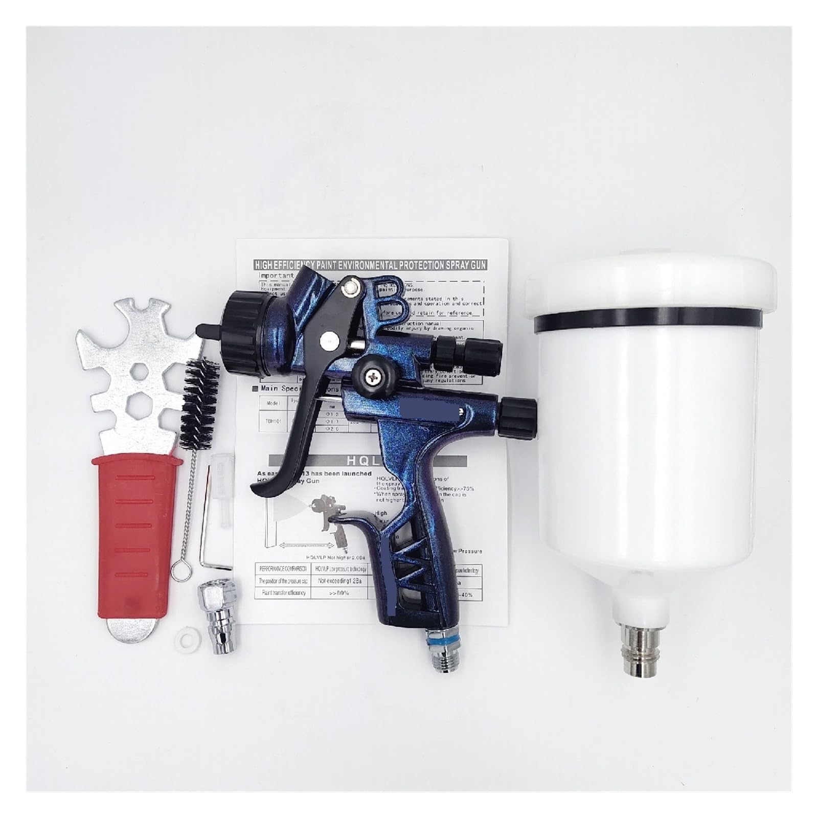 Pistolet do malowania natryskowego, Pneumatyczny pistolet natryskowy Pistolety lakiernicze z dyszą 1,3 mm Motoryzacyjne narzędzie natryskowe Pistolet natryskowy na bazie wody(1.3kit blue A)