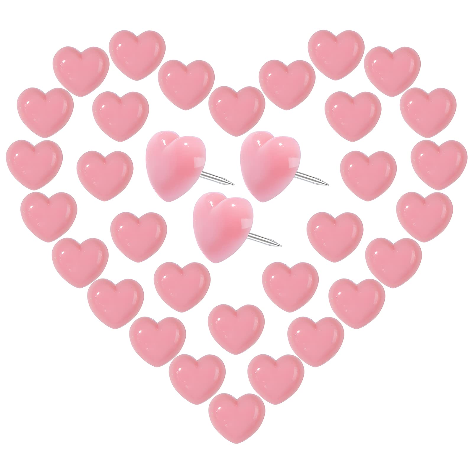 VAPKER Love Heart Push Pins 150Pcs Pink Thumb Tacks Drawing Pins Cute Plastic Pushpins Decorative Pins with Steel Point Map Tacks for Photos Wall