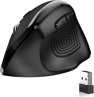 memzuoix Ergonomic Mouse Wireless, 2.4G Large Vertical Mouse Optical Cordless Mice with 800/1200 /1600 DPI, Wireless Mouse Ergonomic Computer Mouse for Laptop, Mac, PC, Desktop (Right Hand, Black)