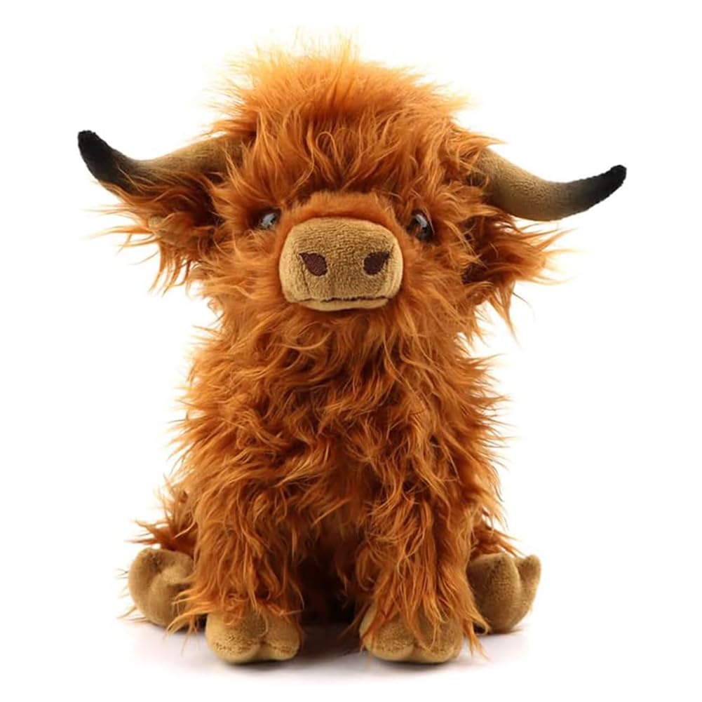 bzjqh Cow Plush Doll, Highland Cow Plush Toy Cute & Soft Long-Haired Highland C-ow Stuffed Animal, for Kid 25cm