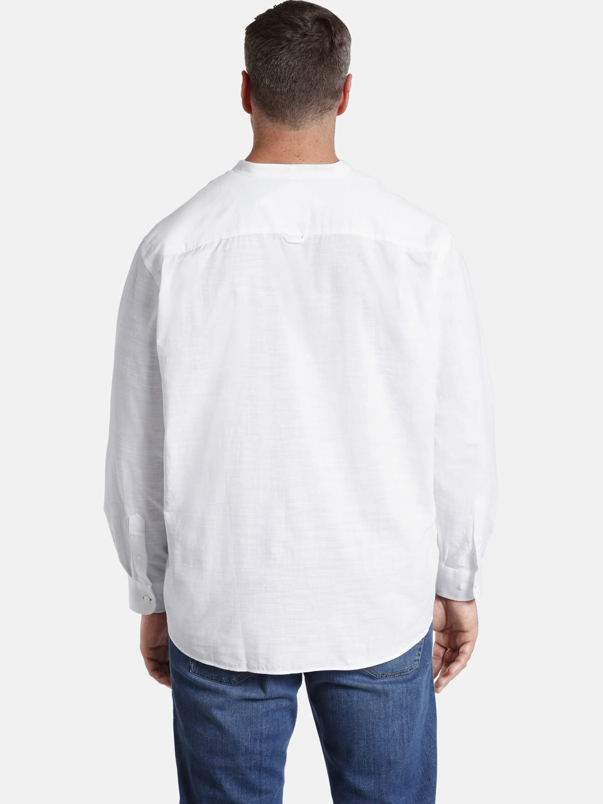 Jan Vanderstorm Herren Stehkragenhemd Kallu | Hemd mit Stehkragen| einfarbig in Leinen-Optik | langärmliges Basic Oberhemd | 100% Baumwolle | Größe L - 7XL