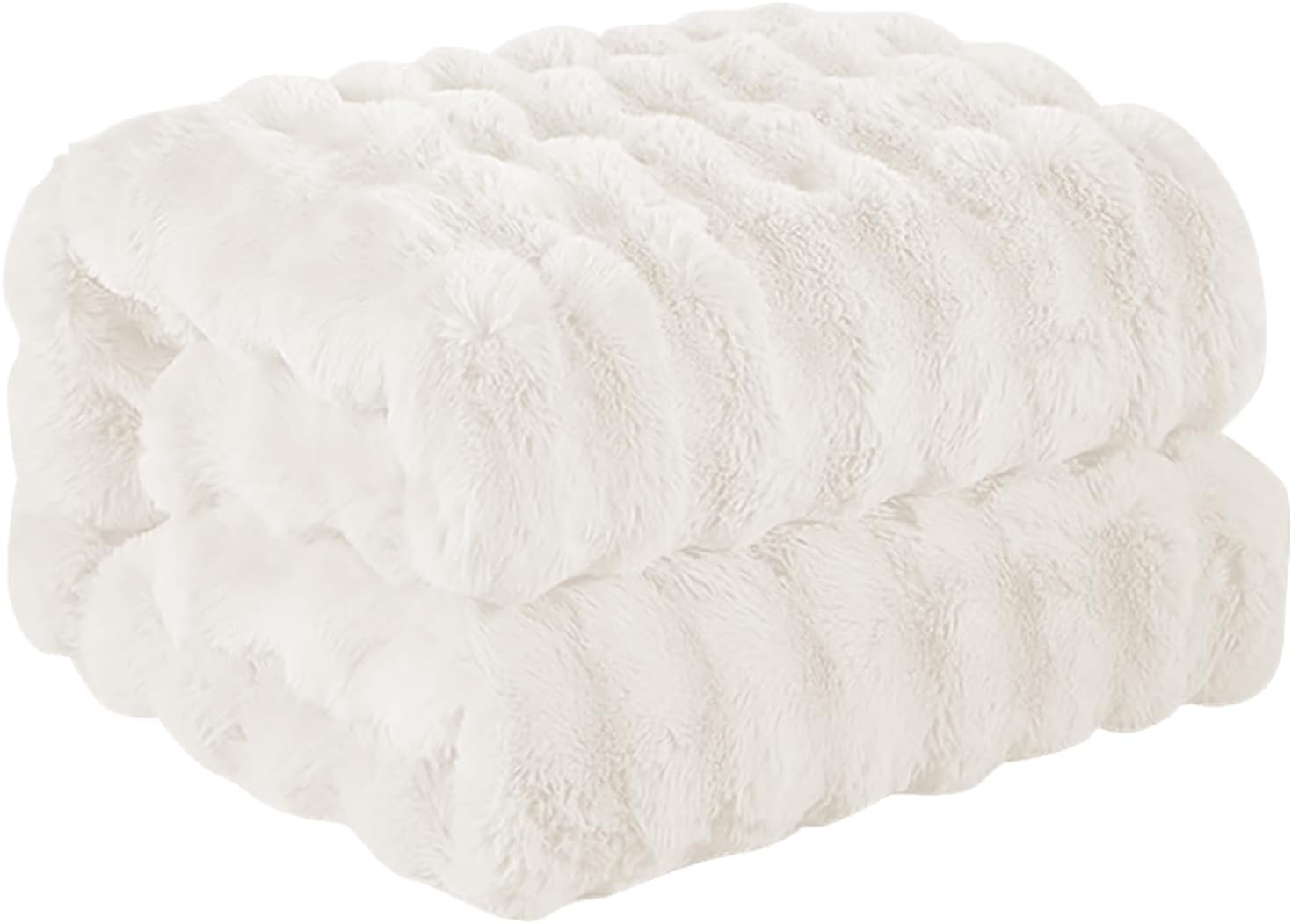 Amazon Basics Faux Fur Throw Blanket, Not Heated, Ivory, 150 x 200 cm