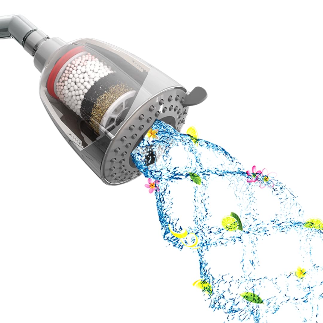 WaterScience CLEO Aromatherapy Shower Filter for Bathroom | Hard Water Softener for Bath | 5 Aroma Pads with Natural Essential Oils | Shower Head for Borewell/Tanker Water