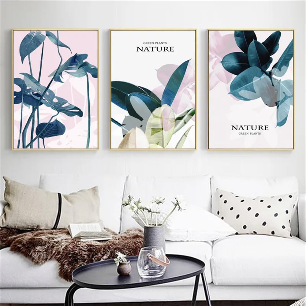 Wbyzac Green Botanical Posters- Leaves Nordic Canvas Painting Wall Art Nature Plants Prints And Posters Modern Picture For Living Room Kitchen Home Decor Artwork-60 * 80Cm*3Pcs (No Frame)
