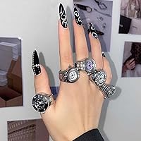 Vista 7 de 5 piezas de relojes anillos de cuarzo anillos unisex anillo reloj correa elástica ajustable anillo de dedo pareja mujeres hombres anillo de moda