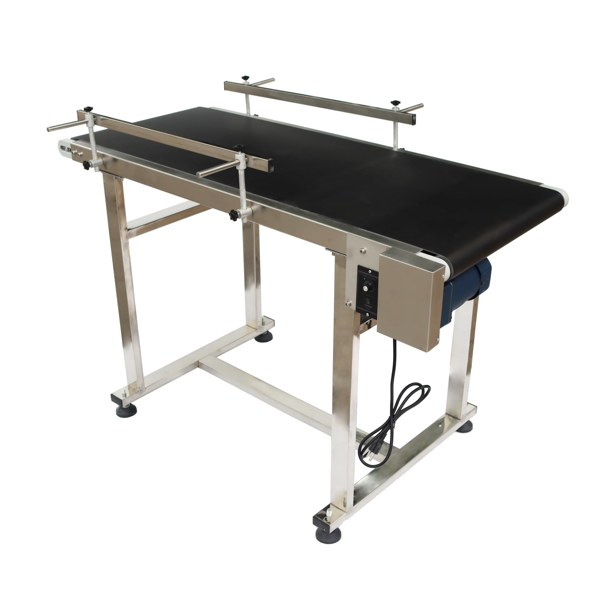 HQHAOTWU Flat Belt Conveyor PVC Belt Transport Conveyor Double Guardrails Stainless Steel Frames Industrial Transport Equipment 47.2×17.7inch Belt