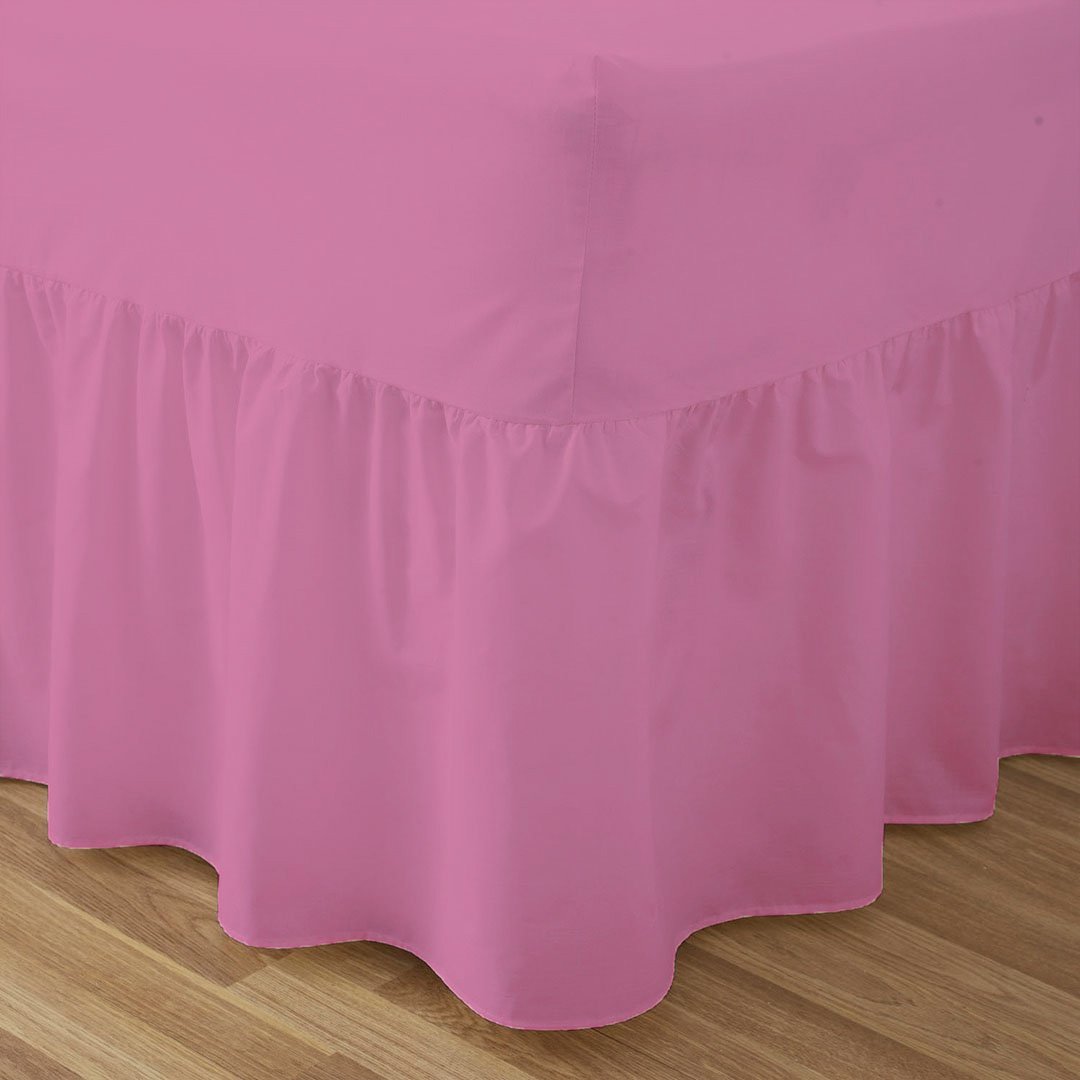 Fitted Valance Sheets Double Size Bed Sheets Dyed 9.5 '' deep Plain Poly Cotton Bedding 11'' Frilly Drop, Fuchsia