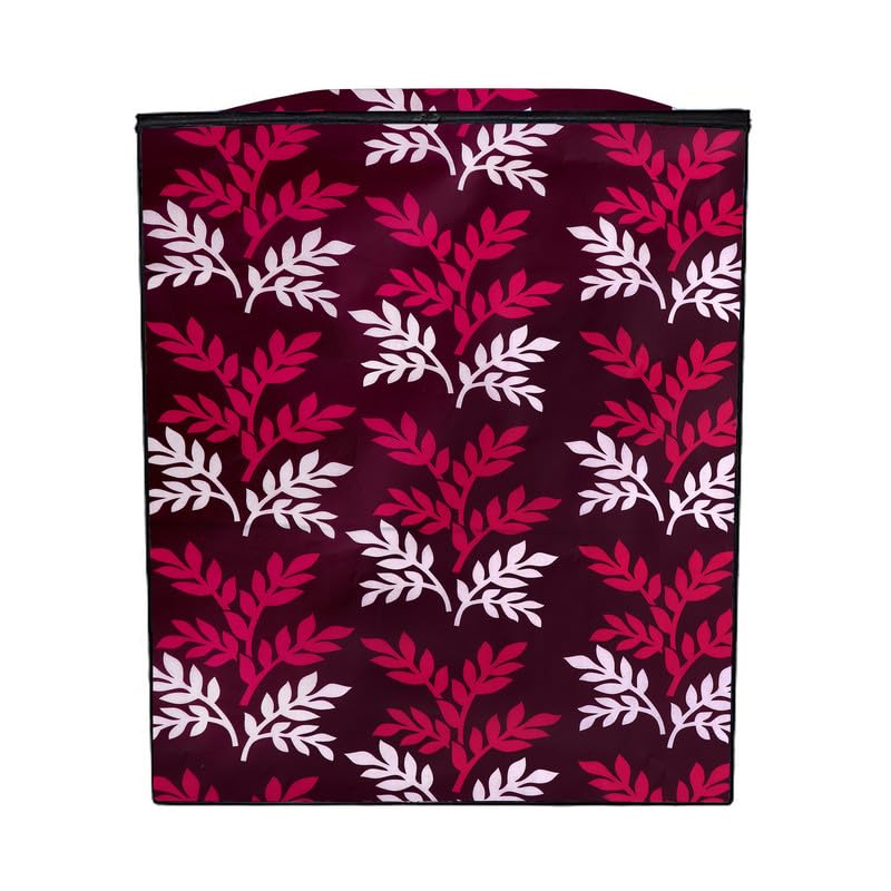 Image of PVC Printed Semi Automatic Washing Machine Cover Compatible For Samsung, Lg, Whirlpool 6Kg, 6.2Kg, 6.5Kg, 7Kg, 7.2Kg, 7.5Kg, 8kg, 8.5kg | Waterproof & Dustproof Cover, Wine leaf.