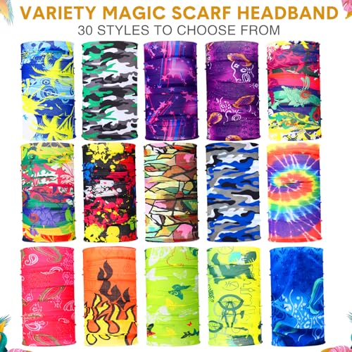 Image of Tarpop 12 /30 Pcs Neck Gaiters Scarf Elastic Wrap Headband Sweat Absorbing Bandana for Women Men Sports Yoga Running