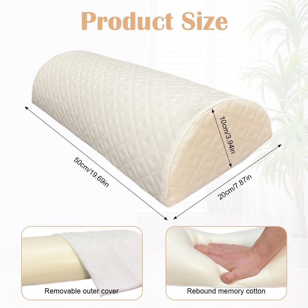 Halbrundes Nackenrollen, Ergonomisches Halbrundes Kissen, Lagerungsrolle Halbrund aus Memory-Schaum mit Waschbarer Polyesterbezug, Stützt Nacken, Knie, Seitenschläfer, für Unterwegs Hause