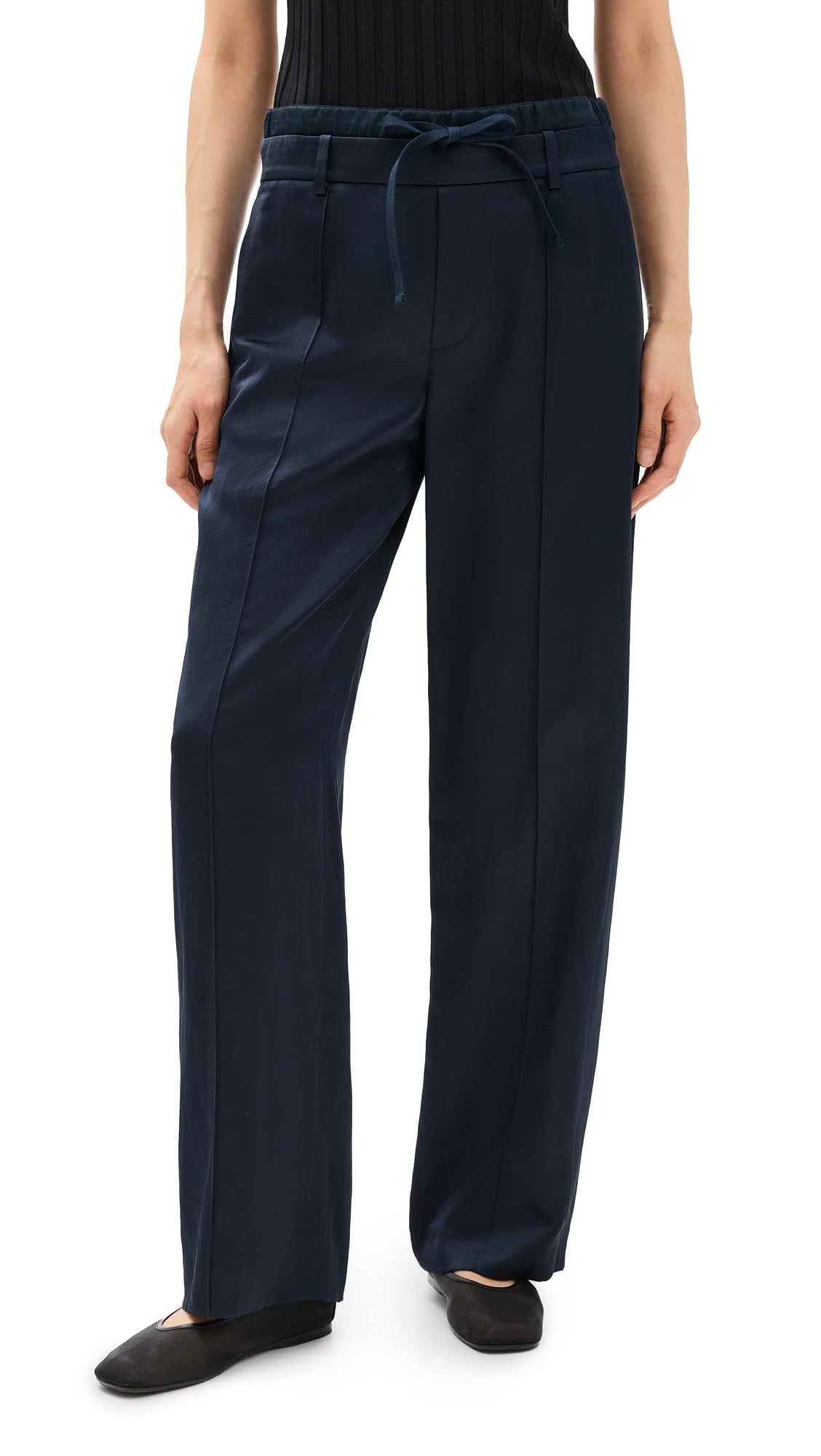 Vince Womens Mid Rise Double Waistband Drawstring Pants