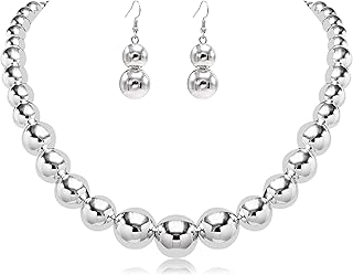 Pearl Choker Necklace for Women Faux Pearl Beads Strand Necklace Earring...