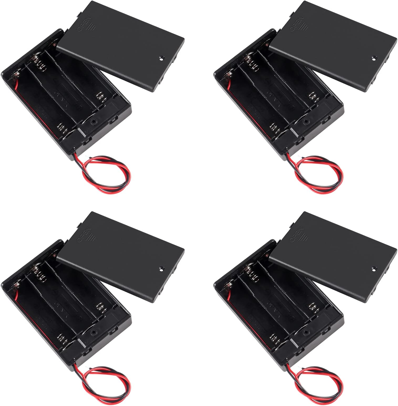 FOXTIP 4 AA Battery Holders with Switch and Leads, 6V