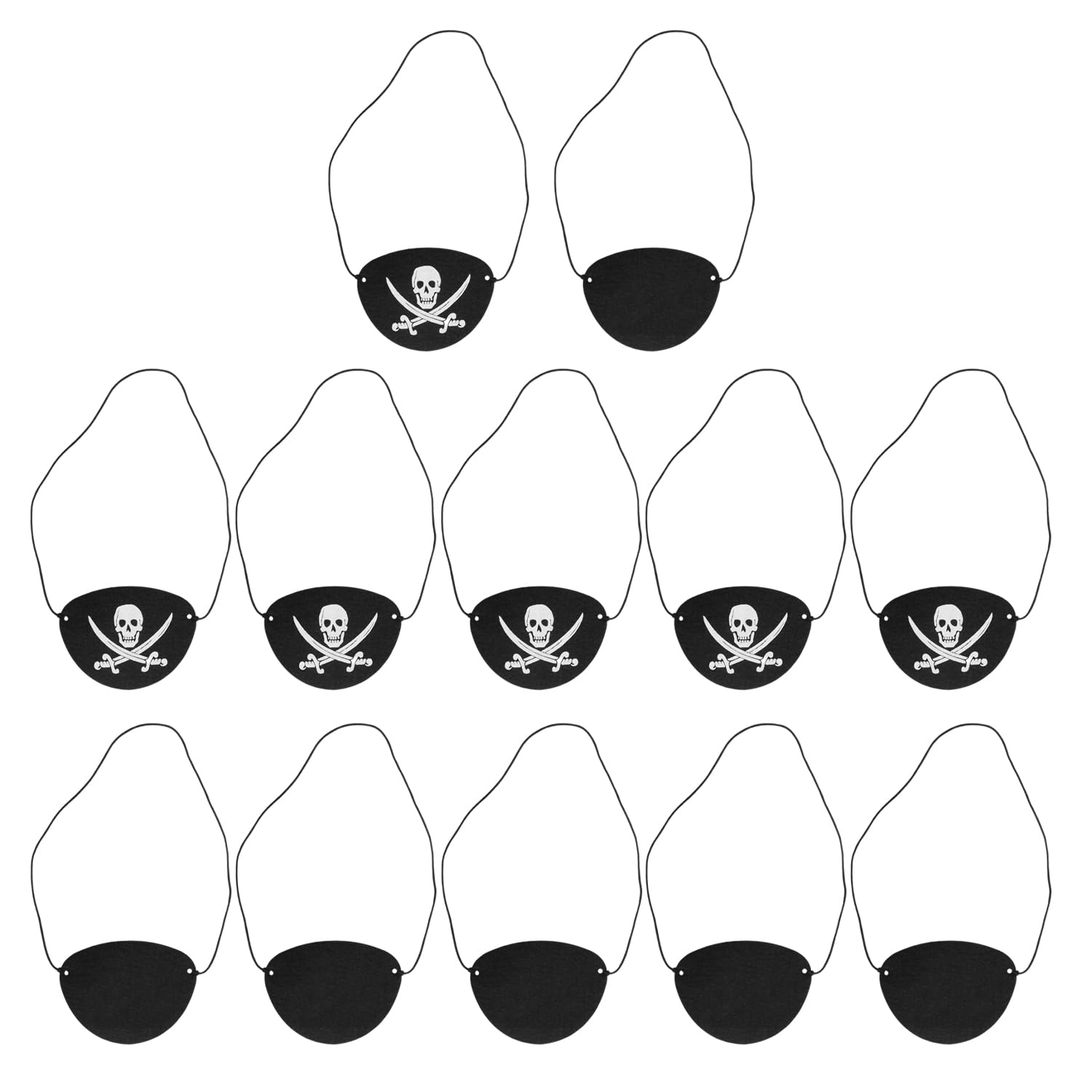 Gdfhbd Black 12 Eye Masks, One-Eyed Skull Eye Masks, Adjustable Children's Masks, Performance Props, Suitable For Prom Parties, Role-Playing.