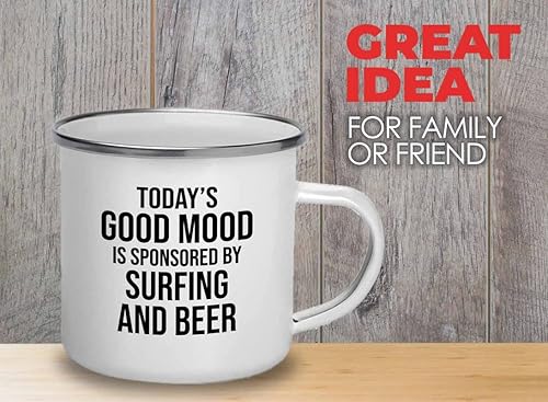 Hobby Camper Taza de 12 onzas, surf y cerveza, Windsurf Beach Wave Summer Scuba Dive Boating Sea Lover Remar