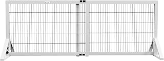 PawHut - Barrera de seguridad para perros (2 paneles, ancho ajustable, 101-181 x 44 x 67 cm, barrera para escaleras, puertas, pasillos, madera de pino y acero, color blanco