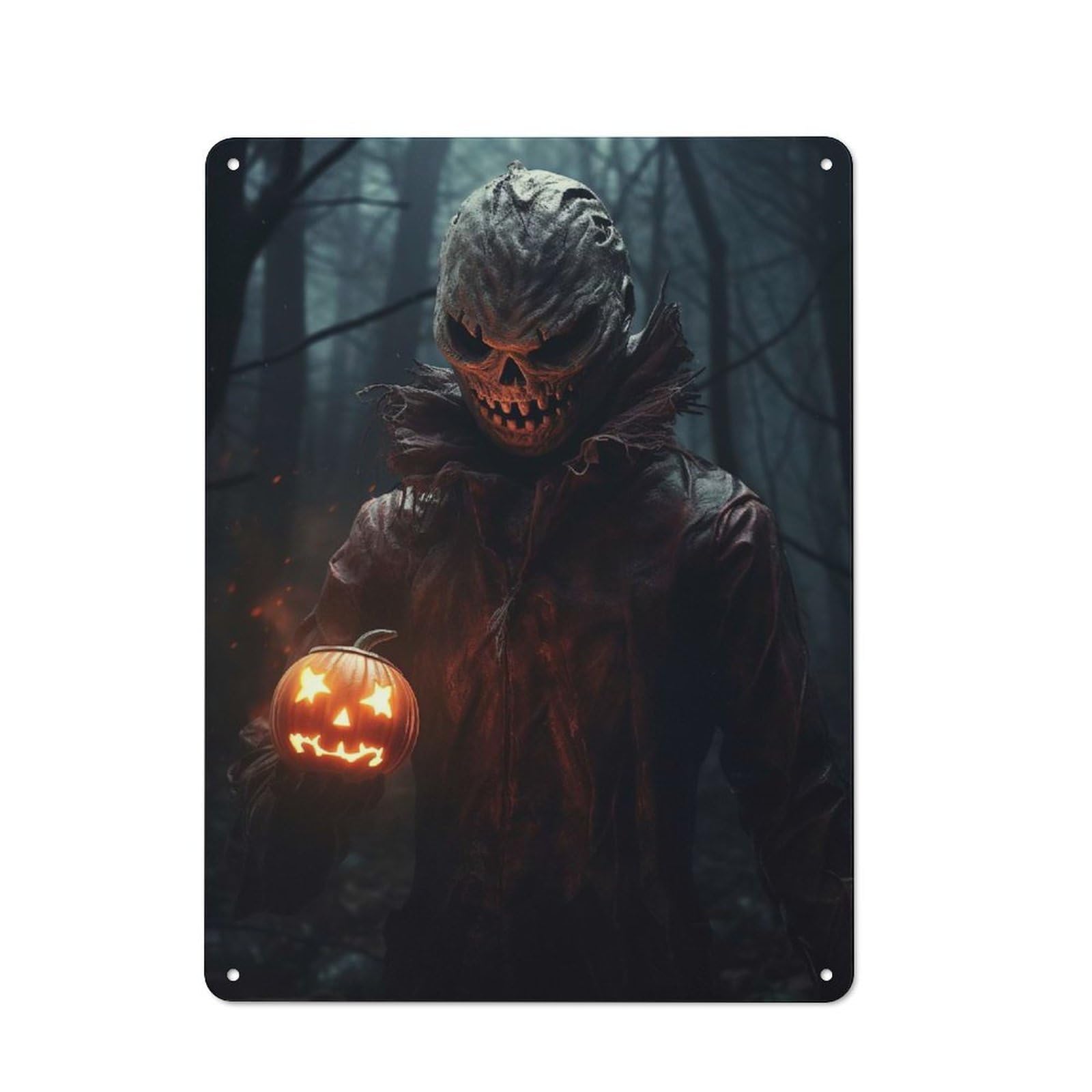 Junmoney Haunting Scarecrow Tin Wall Plaque 40X30cm With For Pub Or Café, With Clear Vintage Wall Decor Character
