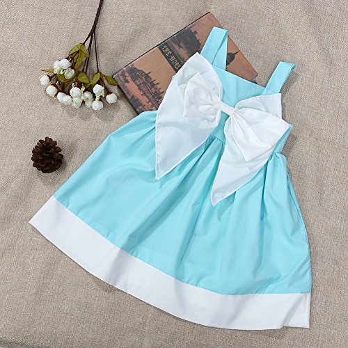 Vestido de verão com laço e saia com estampa de vestidos de cor pura Diamondo, 4-5Y