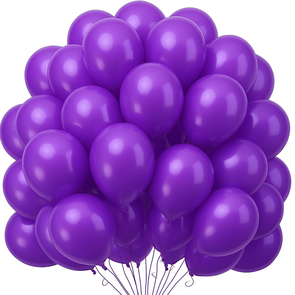 Purple Balloons 100pcs 10" Latex Dark Purple Balloons for Girls Boys Birthday Party Bridal Baby Shower Wedding Graduation Anniversary Festival Decorations