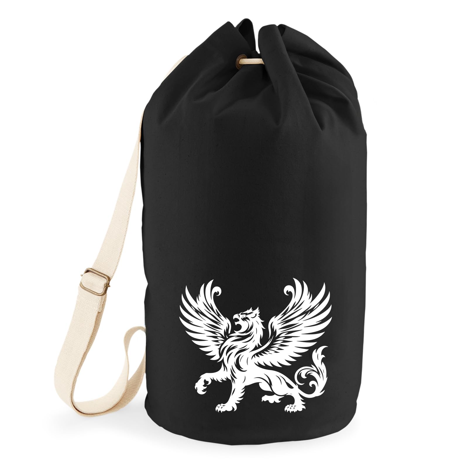 Huuraa Seesack Greif Fabelwesen 20 Liter Black Baumwolle Rucksack Geschenkidee